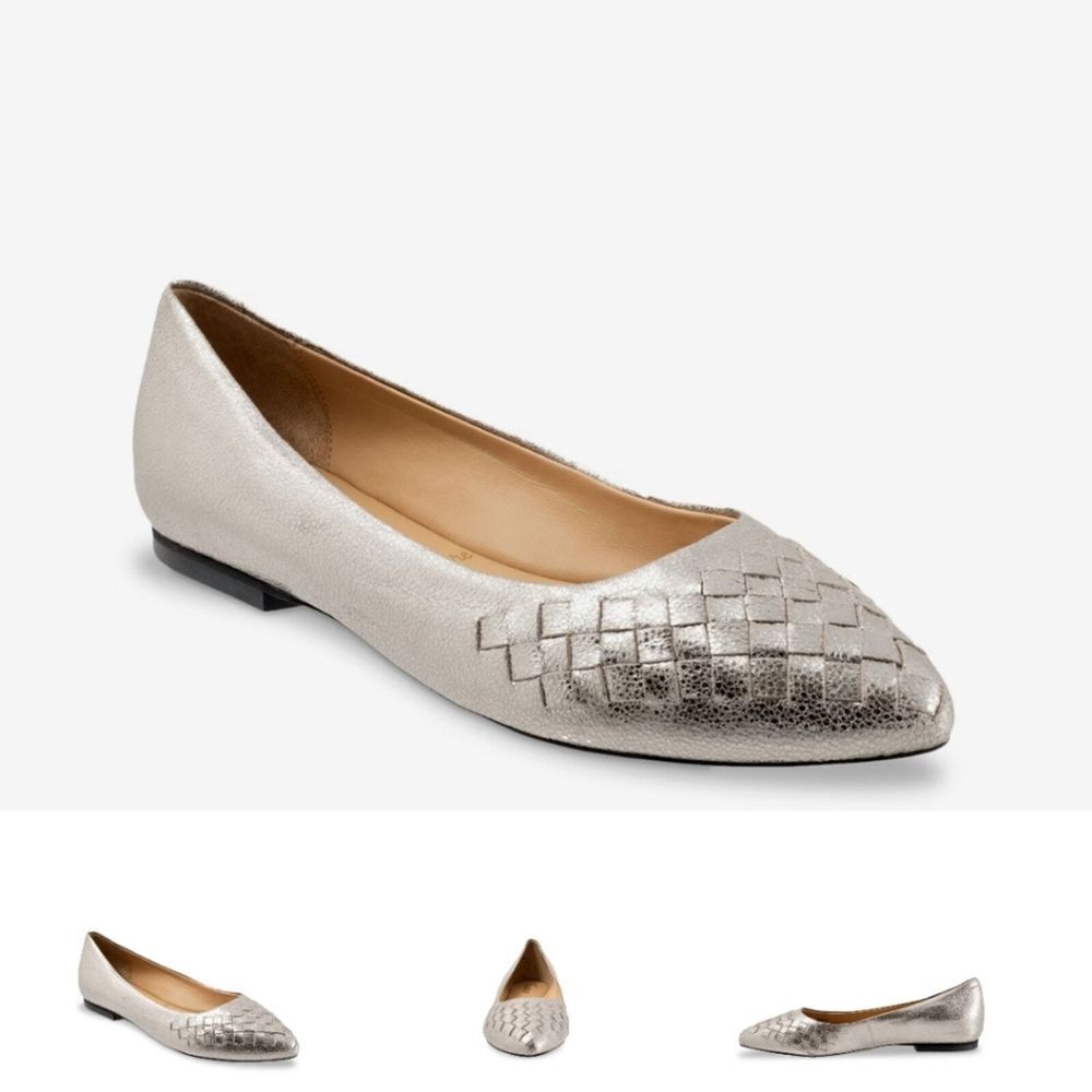Silver woven flats woman size 5‎ Metallic contemporary designer Italian